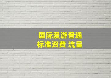 国际漫游普通标准资费 流量